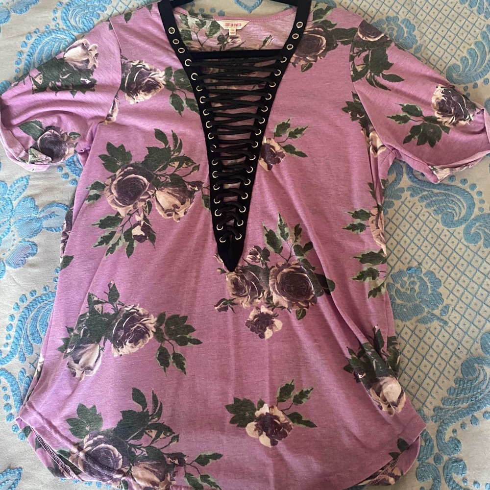 Floral Lace-Up Shirt